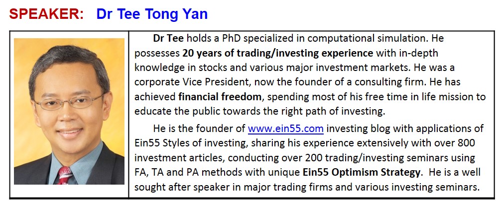 Speaker - Dr Tee (Ein55) of Stock Investment Course
